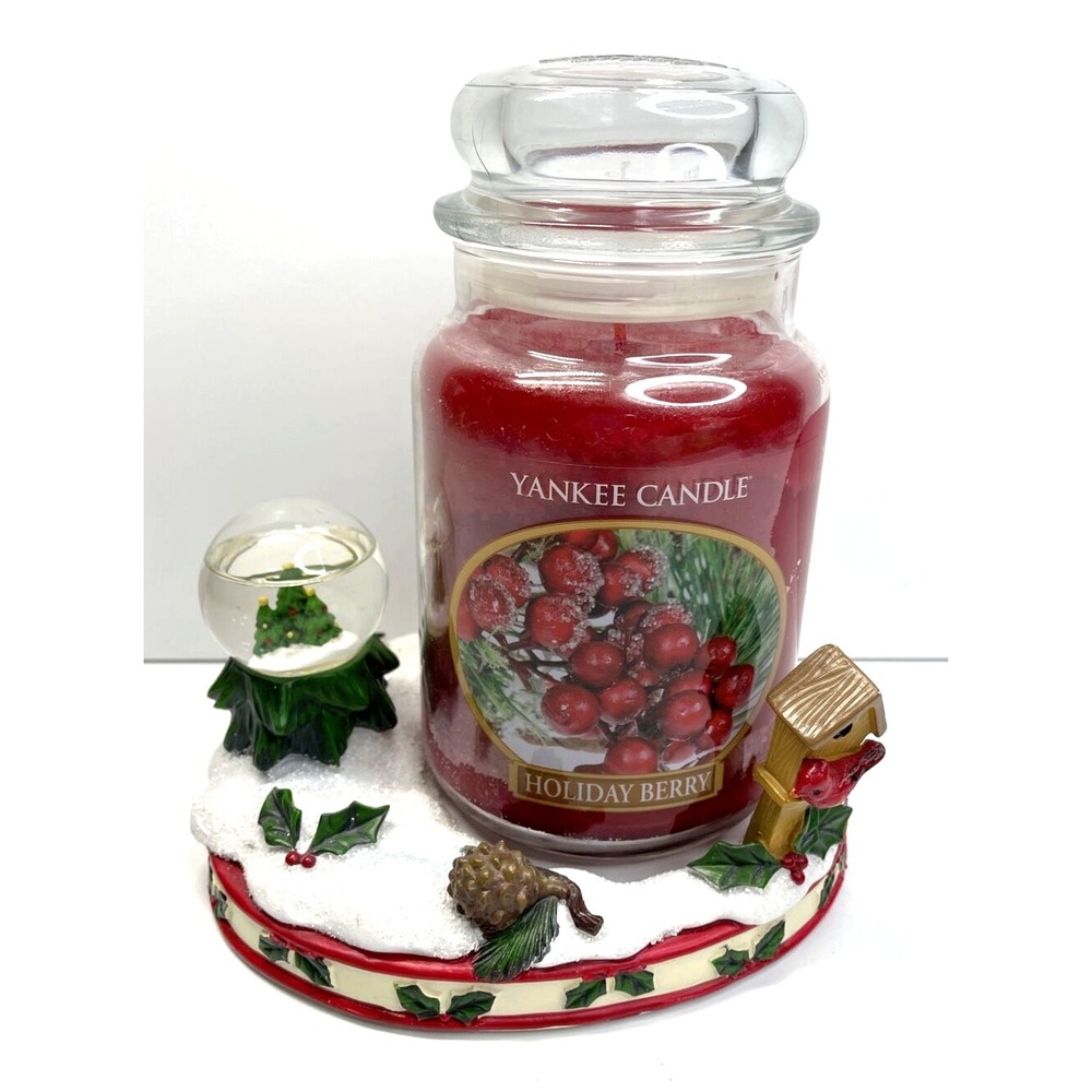 YANKEE CANDLE CHRISTMAS TREE SNOWGLOBE JAR HOLDER